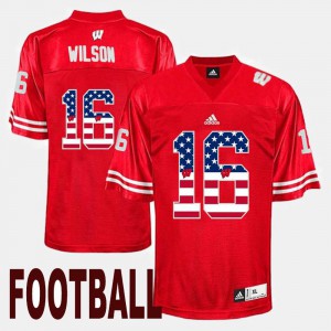 For Men's US Flag Fashion #16 Red Russell Wilson Wisconsin Jersey