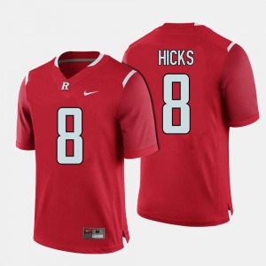 #8 Red Men College Football Josh Hicks Rutgers Jersey