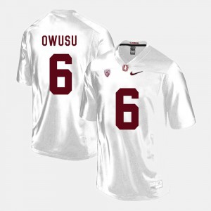 Men's #6 Francis Owusu Stanford Jersey College Football White