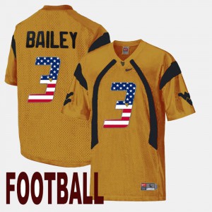 Gold #3 Stedman Bailey WVU Jersey For Men US Flag Fashion