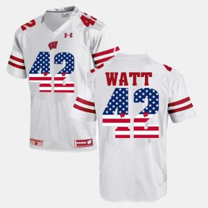 US Flag Fashion T.J Watt Wisconsin Jersey White For Men #42