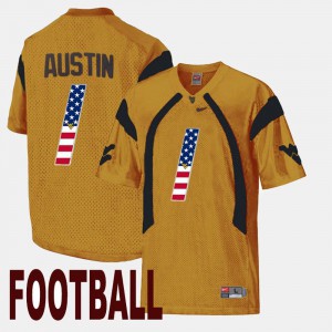 Men Gold #1 Tavon Austin WVU Jersey US Flag Fashion