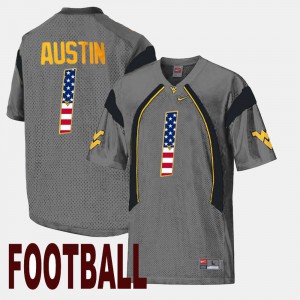 US Flag Fashion #1 Gray Tavon Austin WVU Jersey For Men's