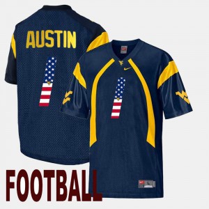 Tavon Austin WVU Jersey For Men's Navy #1 US Flag Fashion