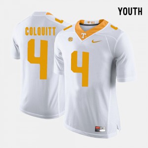 White Youth(Kids) Britton Colquitt UT Jersey College Football #4