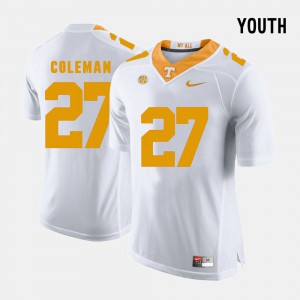 White College Football Justin Coleman UT Jersey For Kids #27
