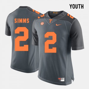 College Football Matt Simms UT Jersey #2 Grey Kids
