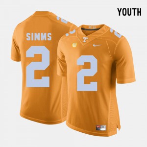 Matt Simms UT Jersey Orange #2 Youth College Football