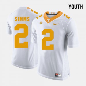 Youth Matt Simms UT Jersey #2 College Football White