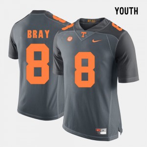 Grey #8 Youth(Kids) College Football Tyler Bray UT Jersey