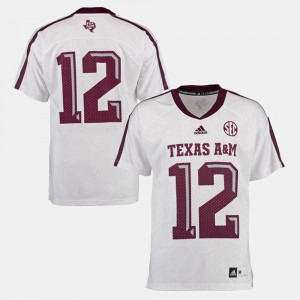 College Football Men's #12 White Texas A&M Jersey