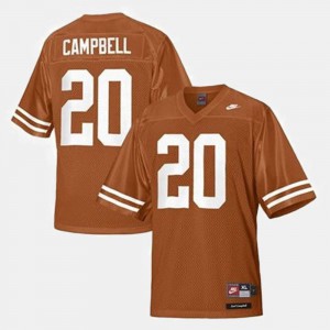 Orange Earl Campbell Texas Jersey Men #20 College Football