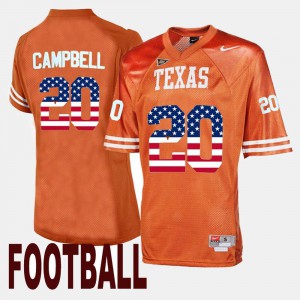 Mens #20 Throwback Orange Earl Campbell Texas Jersey