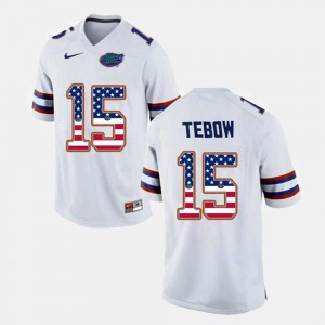 Men's White #15 Tim Tebow Gators Jersey US Flag Fashion