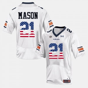 White For Men's #21 US Flag Fashion Tre Mason Auburn Jersey