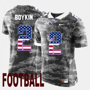 For Men's US Flag Fashion #2 Trevone Boykin TCU Jersey Gray