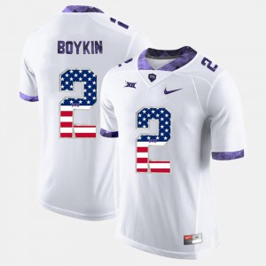 Trevone Boykin TCU Jersey US Flag Fashion #2 White For Men's