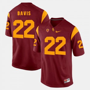 #22 For Men's Pac-12 Game Justin Davis USC Jersey Red
