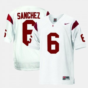 College Football #6 Mark Sanchez USC Jersey Youth(Kids) White