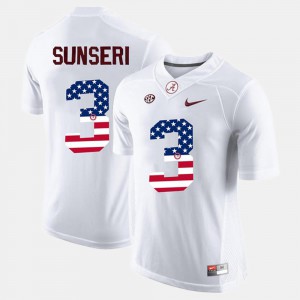 White US Flag Fashion Mens Vinnie Sunseri Alabama Jersey #3