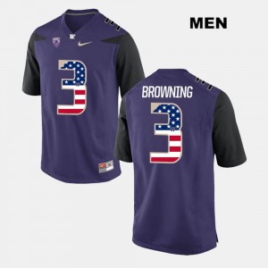 For Men Jake Browning Washington Jersey #3 US Flag Fashion Purple