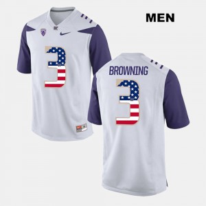 White #3 Men's US Flag Fashion Jake Browning Washington Jersey
