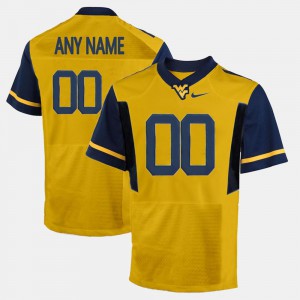 For Men's Gold WVU Custom Jersey College Limited Football #00