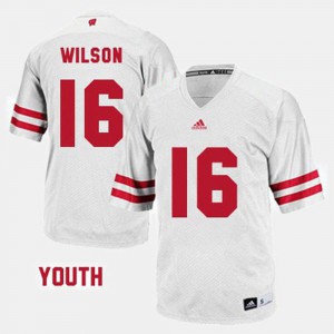 White Russell Wilson Wisconsin Jersey #16 College Football Youth