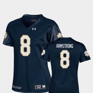 Womens Replica College Football #8 Jafar Armstrong Notre Dame Jersey Navy