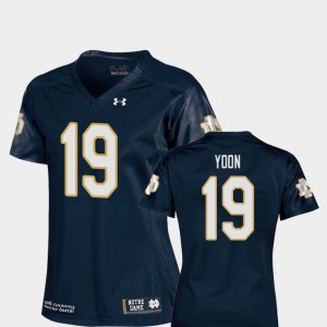 Replica Justin Yoon Notre Dame Jersey College Football Women's #19 Navy
