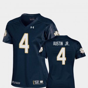 #4 Replica Kevin Austin Jr. Notre Dame Jersey College Football For Women's Navy