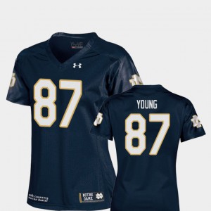 Navy Michael Young Notre Dame Jersey Replica College Football Women's #87