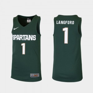Replica For Kids College Basketball #1 Joshua Langford MSU Jersey Green