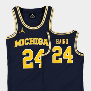 #24 Navy College Basketball Jordan Youth Replica C.J. Baird Michigan Jersey