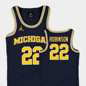 Navy College Basketball Jordan Replica For Kids #22 Duncan Robinson Michigan Jersey