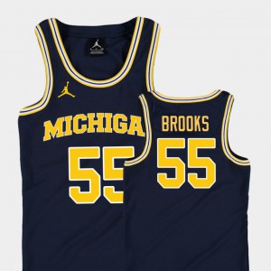 #55 College Basketball Jordan Youth Replica Eli Brooks Michigan Jersey Navy