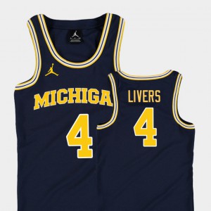 Youth(Kids) Replica Navy Isaiah Livers Michigan Jersey #4 College Basketball Jordan