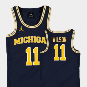 Youth(Kids) #11 Navy Replica Luke Wilson Michigan Jersey College Basketball Jordan