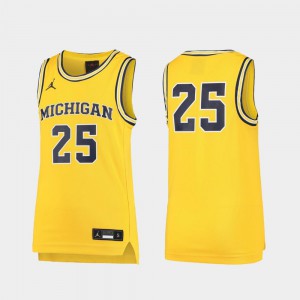 Basketball #25 Michigan Jersey Maize Youth Replica