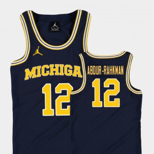 Muhammad-Ali Abdur-Rahkman Michigan Jersey College Basketball Jordan Navy #12 Replica Youth