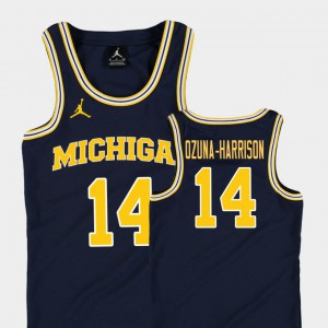 #14 Replica College Basketball Jordan For Kids Rico Ozuna-Harrison Michigan Jersey Navy