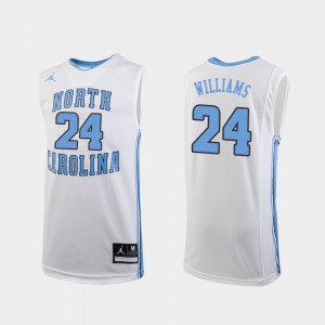 White #24 College Basketball Replica For Kids Kenny Williams UNC Jersey