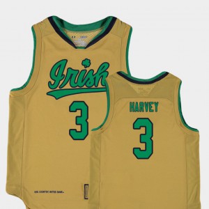 #3 For Kids D.J. Harvey Notre Dame Jersey College Basketball Special Games Replica Gold