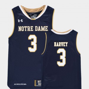 Replica For Kids #3 Navy College Basketball D.J. Harvey Notre Dame Jersey