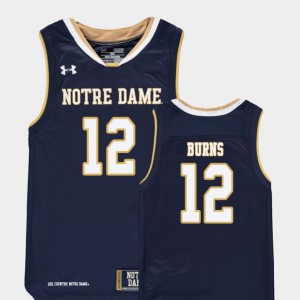 Navy #12 Elijah Burns Notre Dame Jersey Kids Replica College Basketball