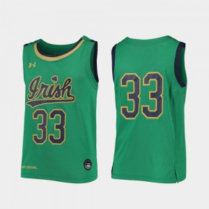 #33 Notre Dame Jersey Youth College Basketball Kelly Green Replica