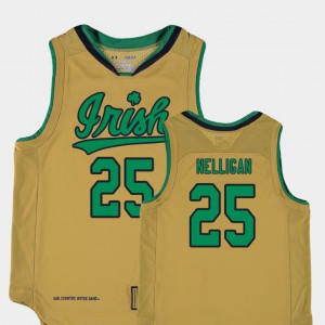 Replica Gold Youth(Kids) Liam Nelligan Notre Dame Jersey #25 College Basketball Special Games