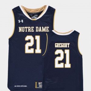 #21 College Basketball Matt Gregory Notre Dame Jersey Navy Replica Youth