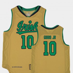 TJ Gibbs Jr. Notre Dame Jersey Youth(Kids) Gold #10 Replica College Basketball Special Games