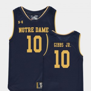 Navy TJ Gibbs Jr. Notre Dame Jersey #10 College Basketball Special Games Replica For Kids